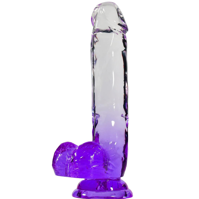 Realistic Dildo, Soft Thin Dildo Sex Toy With Strong Suction Cup For Beginner & Woman, 8.7" Lifelike Clear-Purple Gradient Fake Penis Dildo Adult Toy For G Spot Stimulation