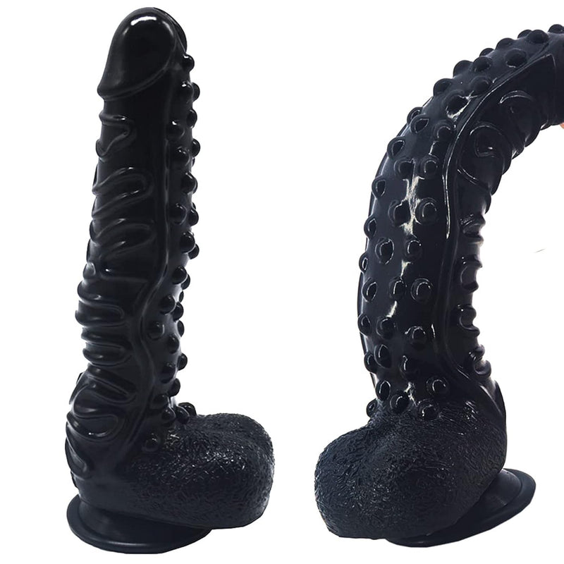 Suction Silicone Animal Dildo With Textures Ridges Stimulating Bumpy Adult Sex Novelties Dildo Artificial Big Size Black Dildo Silicone Made Soft Flexible