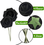 30PCS Black Roses Artificial Flowers, Black Flowers Faux Roses Single Stem Fake Flowers for Home Floarl DIY Wedding Bouquets Halloween Party Decor, 3 Size