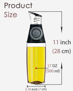 Oil Dispenser Bottle, 17oz Olive Oil Dispenser Oil Sprayer, Clear Glass Refillable Oil and Vinegar Dispenser Bottle with Measuring Scale Pump for Kitchen, Cooking, Salads, Baking Frying