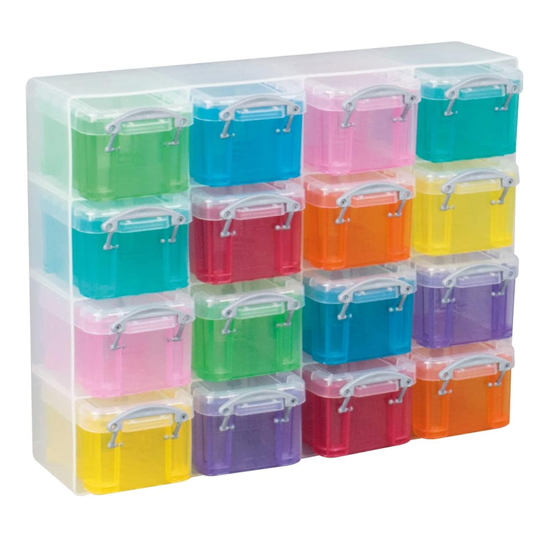 16X0.14 Litre Plastic Storage Box Organiser Clear & Assorted