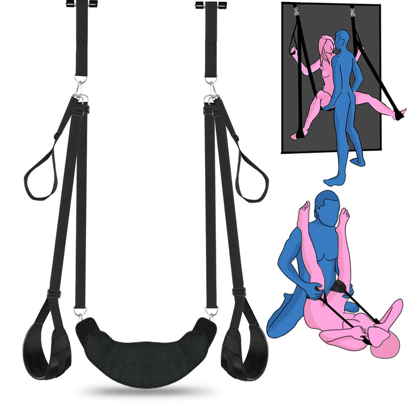 Sex Swing Bondage Restraints Bdsm Toys, 2 In 1 Door Sex Swing & Thigh Sex Sling With Adjustable Straps, Couples Sex Toys Bdsm Kit With Leather Plush Cushion, Couples Bondage Gear & Accessories