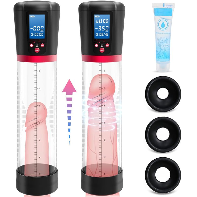 Electric Penis Pump For Men With 4 Suction Intensities, Male Sex Toys Automatic Vacuum Pump Sensuality Pump Penis Enlargers Stimulation Device, Pump & Enlarges, Black/Red