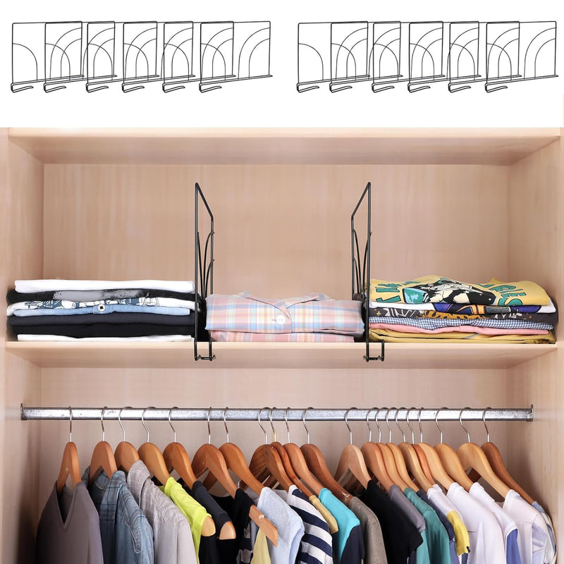 12 Pack Shelf Dividers, Wire Shelf Dividers For Closet Organization, Metal Close