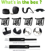 BDSM-Sex-Bondage-Kit Couples Bed Restraints Set,10 Pcs Adult Sex Toys with 4 Adjustable Wrist Thigh Cuffs,Whip,Eye Mask