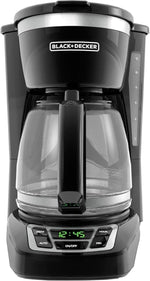 12-Cup Digital Coffee Maker, Programmable, Washable Basket Filter, Sneak-A-Cup, Auto Brew, Water Window, Keep Hot Plate, Black