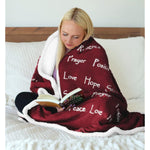 Compassion Blanket - Strength Courage Super Soft Warm Hugs, Get Well Gift Blanket Healing Thoughts Positive Energy Love & Hope & Fluffy Comfort (50 X 65 Burgundy)