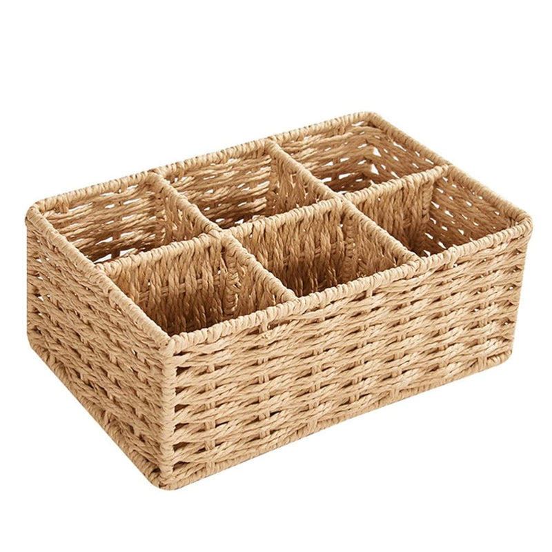 6-Section Wicker Baskets For Shelves: Small Baskets For Organizing Water Hyacint