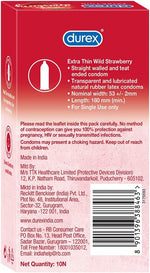 Extra Thin Wild Strawberry Flavoured Condoms for Men - 10s