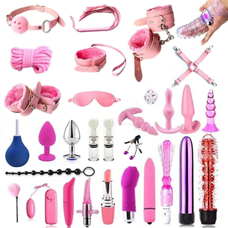 Bdsm Restraints Sex Toys 30Pc Bondage Restraints Set Fetish Bed Restraints Kits For Beginners,Gang Ball Play, Vibrators Massagers, Bondage Kit For Couples Sex