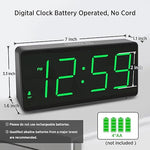 Battery Operated Digital Clock, Alarm Clock for Bedrooms - Cordless Large Big Numbers 4 Dimmers for Seniors, Adjustable Volume Loud Alarm Clock for Heavy Sleepers Adults (Green Digits)