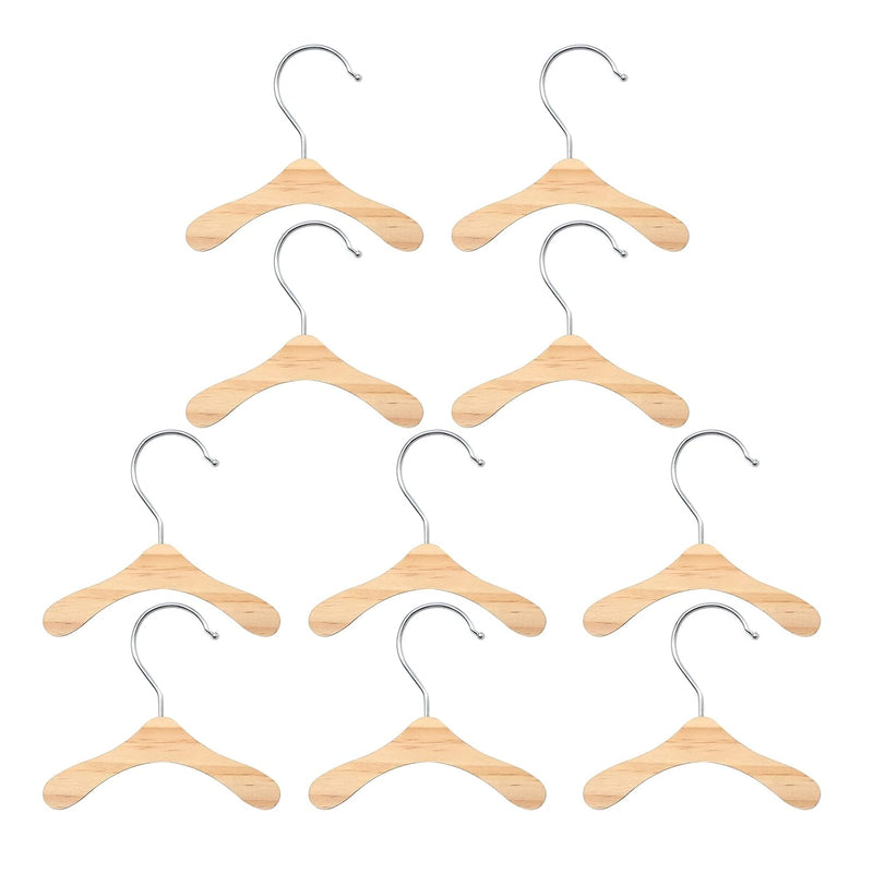 10Pcs Mini Wood Standard Hangers, Small Pet Hangers, Kids Hanger Coat Clothes To