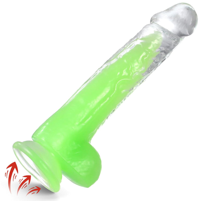 Realistic Clear Dildos, 8.7" Green Anal Dildos With Strong Suction Cup For Women, Luminous G Spot Dildo For Adult Funny Sex Toy