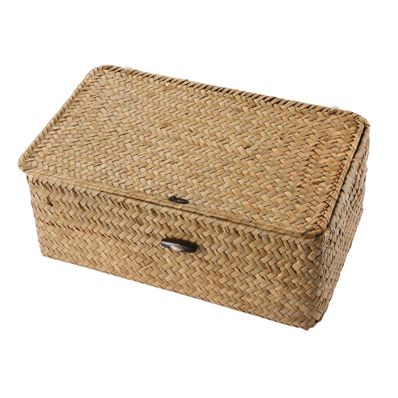 Rattan Storage Basket,Straw Seaweed Basket, Hand-Woven Storage Basket Multipurpo