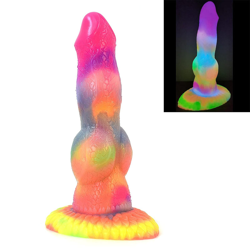 Dragon Luminous Dildo 8.26" Silicone Big Realistic Animal Dildo Half Dog Half Human Knot Dildo With Suction Cup, Thick Long Butt Plug Anal Toys For Gay Men And Women Couples.