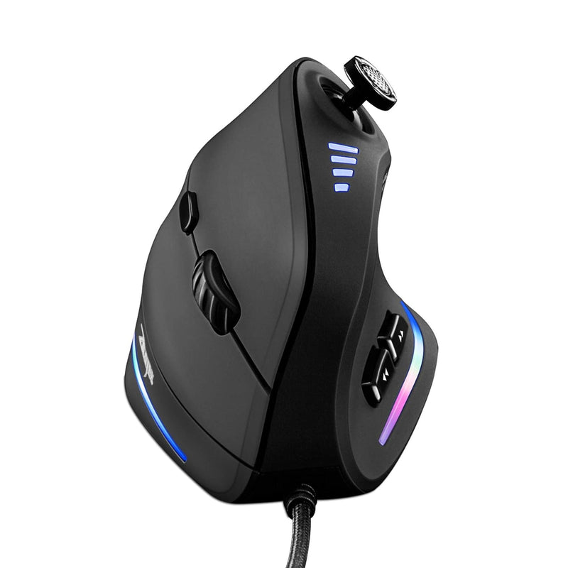 Gaming Mouse With 5 D Rocker, Ergonomic Mouse With 10000 Dpi/11 Programmable Buttons, Rgb Vertical Gaming Mice Wired For Pc/Laptop/E-Sports/Gamer (Black)