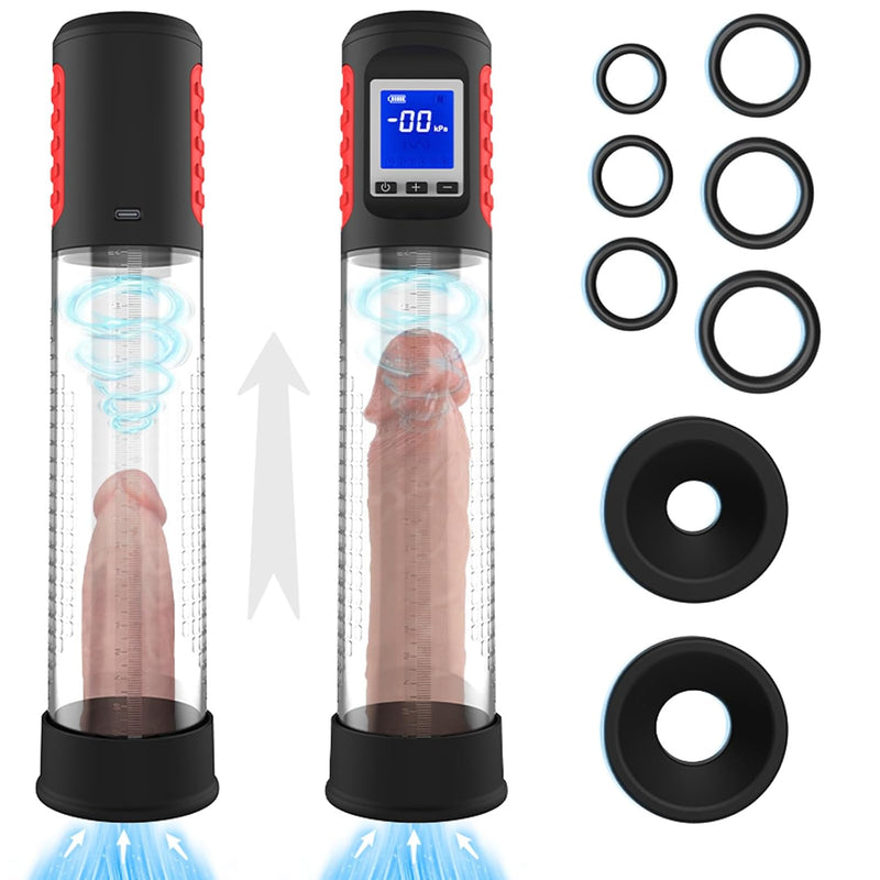 Electric Penis Vacuum Pump Male Sex Toys, Rechargeable 6 Frequency Mode Vacuum Penis Extension Pump Cock Pump Device For Man-Black