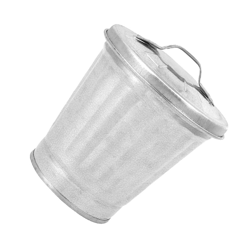 Galvanized Trash Can, Small Galvanized Trash Can With Lid, Mini Trash Can, Table