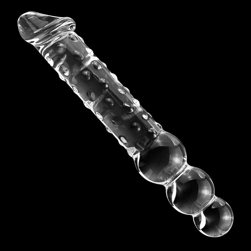 Glass Realistic Dildo, 11.6 Inch G-Spot Penis Double-Ended Dong With 3 Balls Vivid Glans And Bumps, Big And Thick Cock Anal Butt Plug Anal Beads For Men Women