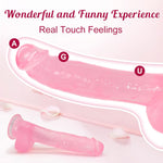 Silicone Harness Dildo 8.3'' Realistic Dildo for Beginners Women Sex Toys with Strong Suction Cup Hands-Free Play Lifelike Penis Anal Toy with Curved Shaft G Spot Adult Sex Toys(Pink)