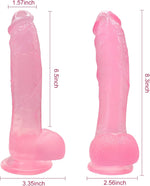 Silicone Harness Dildo 8.3'' Realistic Dildo for Beginners Women Sex Toys with Strong Suction Cup Hands-Free Play Lifelike Penis Anal Toy with Curved Shaft G Spot Adult Sex Toys(Pink)