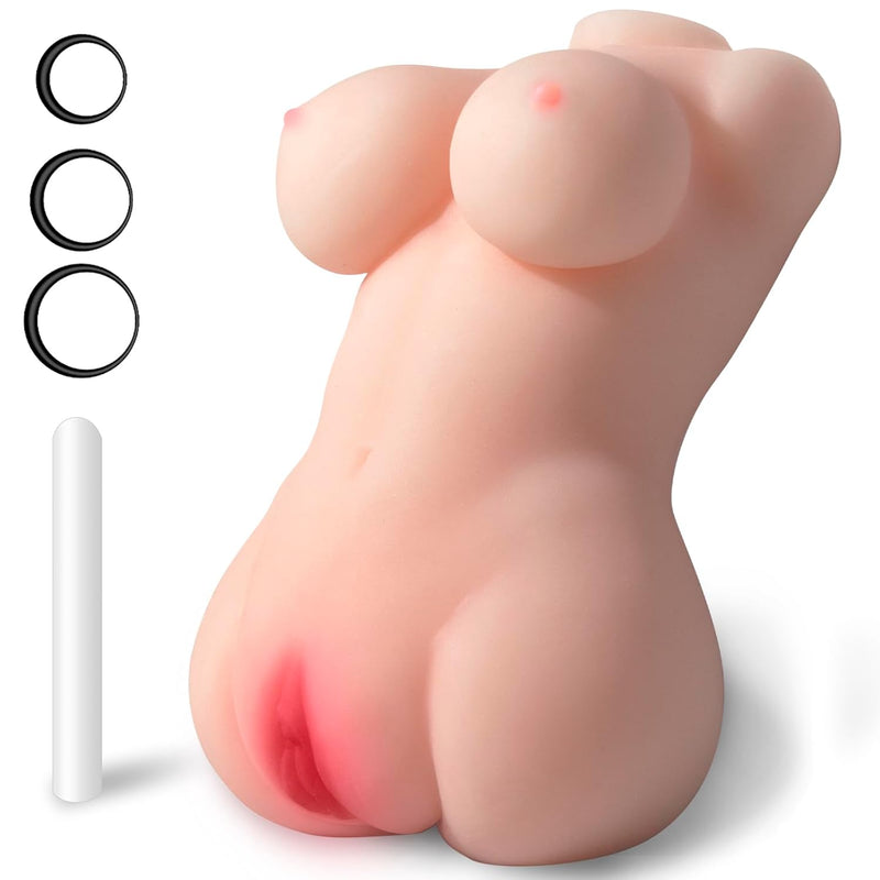 Sex Doll Male Masturbator With Big Boobs Realistic Vagina Male Sex Toys, Down-Sized Female Torso Hip Pocket Pussy Sex Toy For Men Masturbation Of 3 Penis Rings And 1 Cleansing StickFlesh