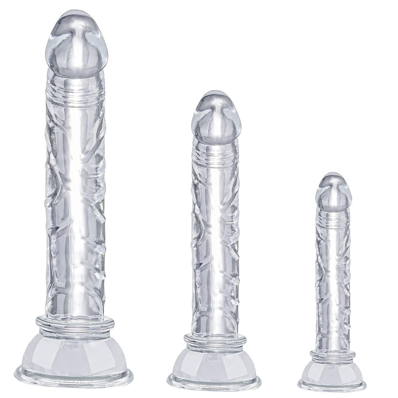 Anal Plug Training Sets3 Sizes Clear Anal Dildos With Strong Suction Cup Anal Prostate Vaginal G-Spot Sex Toys For Beginners To Advanced Users