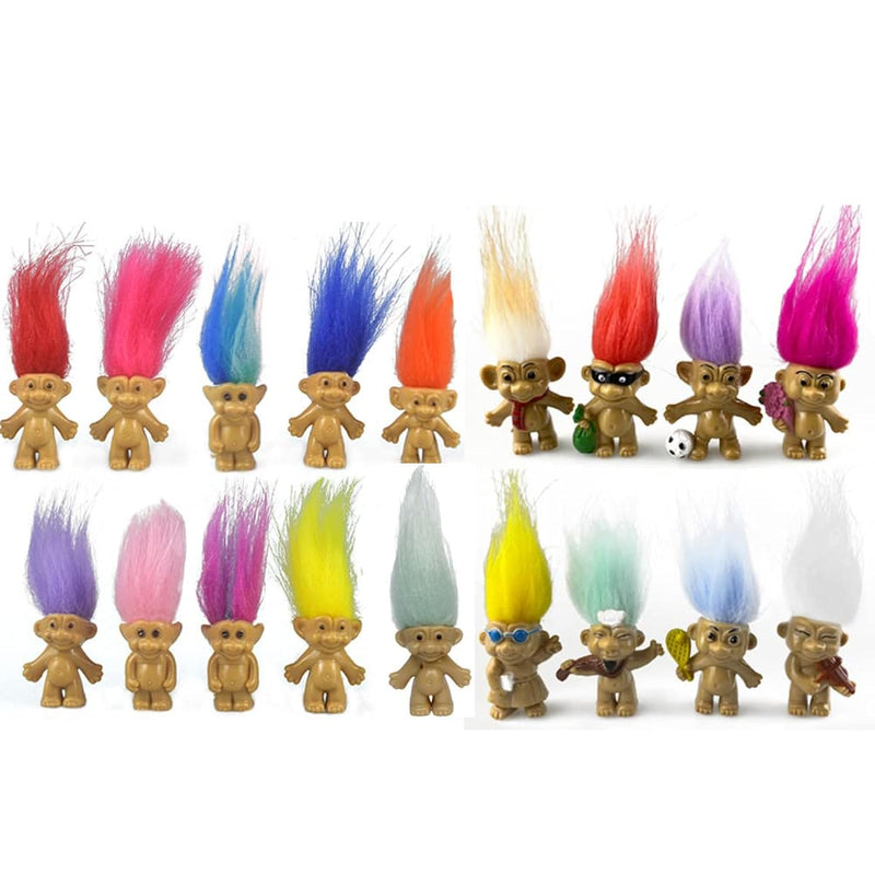 18Packs Lucky Troll Dolls Set,Pvc Vintage Lucky Doll Chromatic Adorable For Co