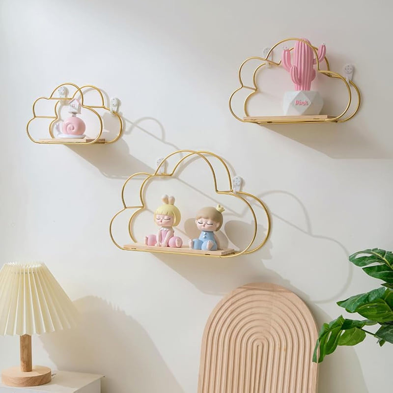 3Pcs Metal Cloud-Shaped Floating Shelves - Innovative Decor, Display Ledge, Easy