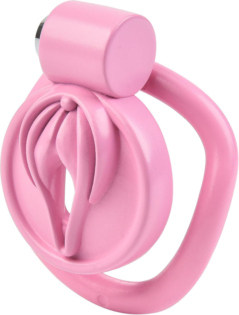 Breathable Resin Chastity Cage with Lock & 4 Rings – Secure Male Restraint (Pink)