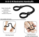 Rope Handcuffs Bracelets 2 Pcs Sex Restraints Ankle Cuffs BDSM Bondage Adjustable Handcuffs Anklets Sex Toys Cotton Ropes Wrist Cuffs Beginner Fetish Adult SM Game for Women (Black)