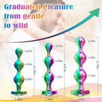 Metal Anal Beads Butt Plug Sex Toys for Men Women and Couples, Anal Trainer Pack of 3 Graduated Stainless Steel Adult Toys, Prostate Massager Mens Anal Training with Luxury Jewelry Design