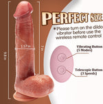 Thrusting Dildo Vibrator Sex Toys for Women, 9.8" Vibrating Realistic Dildo for G-spot Anal Stimulation with 3 Telescopic & 5 Vibration Modes, Remote Control Dildos Adult Toys for Couples Play