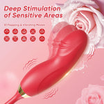 Rose Sex Toy G Spot Vibrator for Women - 4 in 1 Tongue Clitoral Vibrator with 10 Tongue Licking & 10 Finger Vibrators Nipple Anal Clit Stimulator Adult Sex Toys for Women Couples