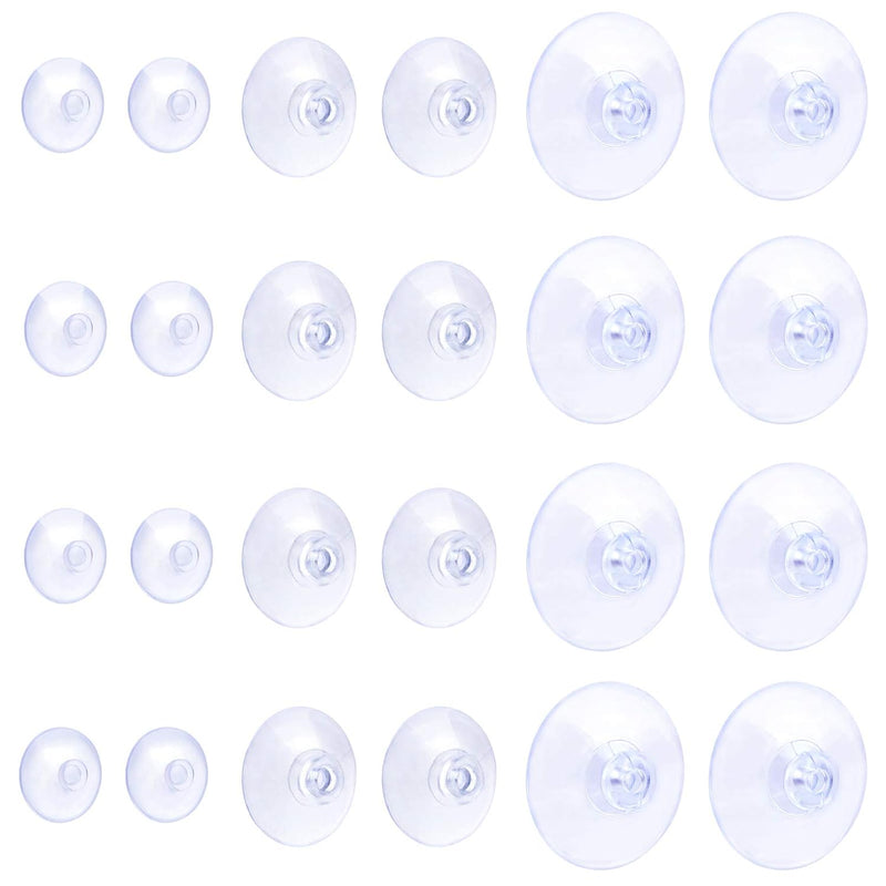 30 Pcs Suction Cups 0.8 & 1.2 & 1.8 Inch Clear Plastic Suction Pads For Home Org