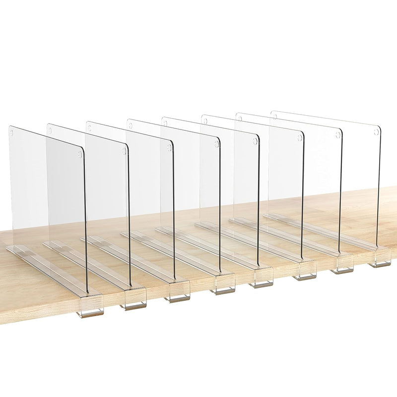 8 Pack Clear Shelf Dividers, Vertical Purse Organizer For Closet Perfect For Swe