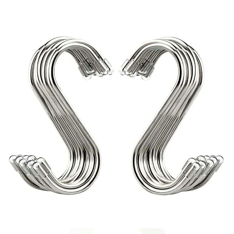 20 Pack 3.4" S Shaped Hooks Stainless Steel Metal Hangers Hanging Hooks For Kitc