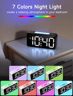 Super Loud Alarm Clock for Heavy Sleepers Adults,Digital Clock with 7 Color NightLight,Adjustable Volume,USB Charger,Small Clocks for Bedrooms,Ok to Wake Up for Kids,Teens (White+RGB)