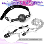 Sex Bondage BDSM Bondaged Restraints Set Sex Toy with Breathable Ball Gag Nipple Clamp Clitoris Clip & Analplug Included Adults SM Games Sex Toys for Couples