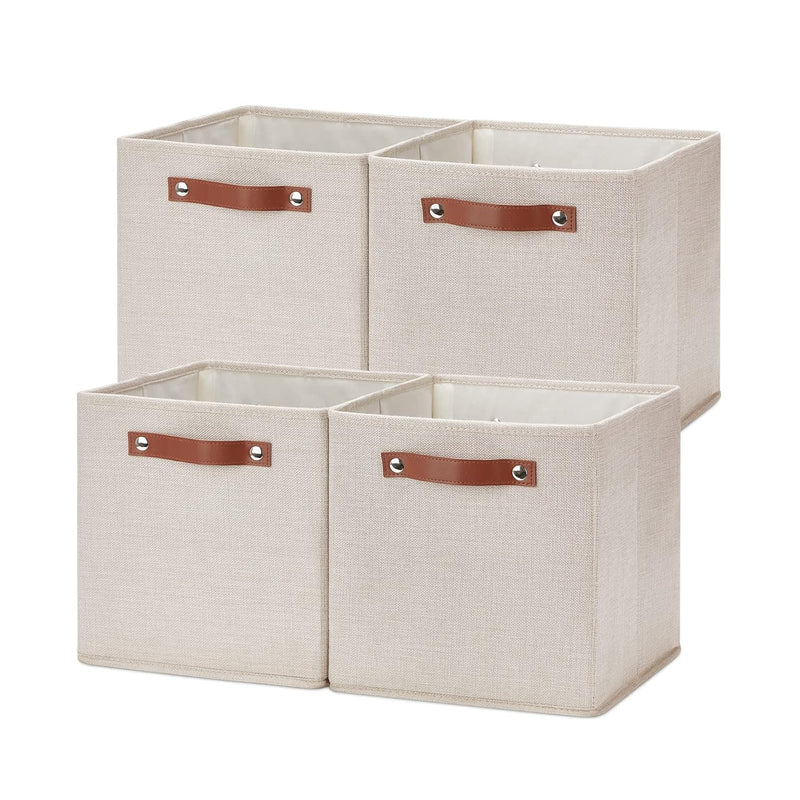 11X11 Storage Cubes Fabric Storage Cubes Storage Bins With Dual Leather Handles