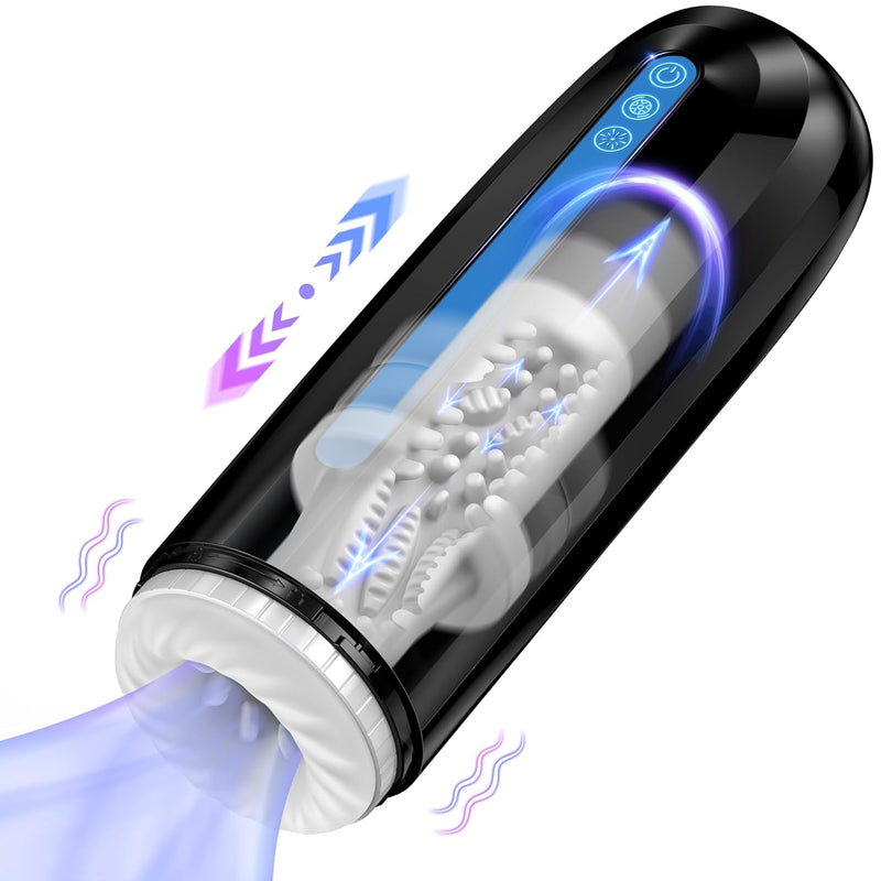 Automatic Male Masturbator,Male Sex Toys With 7 Thrusting & Vibration Modes Electric Pocket Pussy,Hands Free Male Stroker Masturbators Cup For Penis Stimulation,Blowjob Adult Sex Toy For Men Black