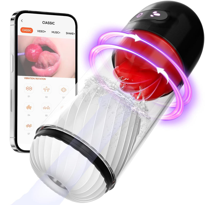 Male Masturbator Male Sex Toys For Men Penis Vibrator With App,Penis Pump With 9 Vibrating & 360° Tongue Licking,Men Pocket Pussy Stroker Penis Trainer Pump Adult Sex Toys For Men