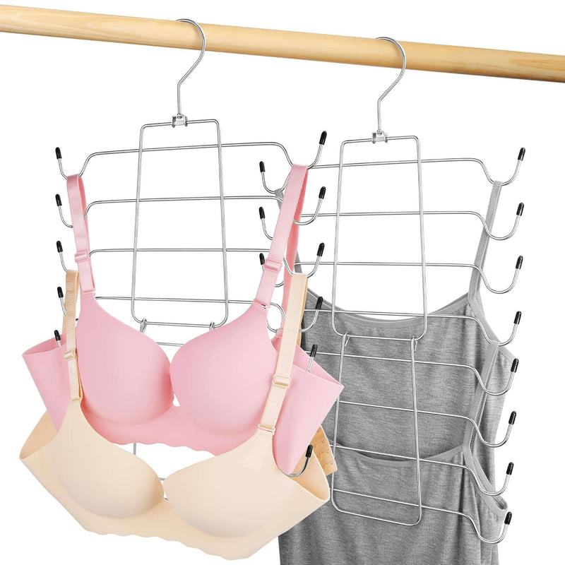 Bra Organizer, 2 Pack Tank Top Hanger For Closet Swivel Hook Foldable Design Spa