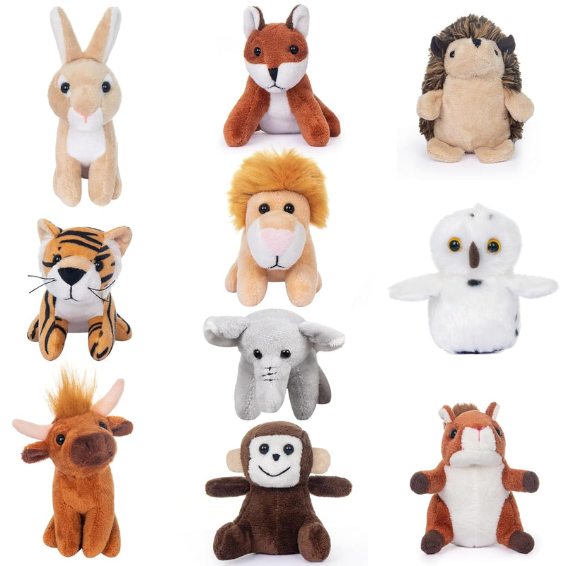 10 Pack Plush Wild Animals Toys 3.5 Inch Jungle Small Stuffed Animal Bulk Plus