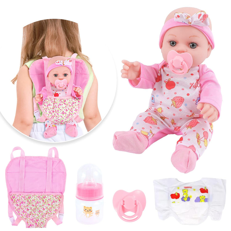 12 Inch Baby Doll With Carrier Play Set And Clothes,Reborn Baby Doll Access