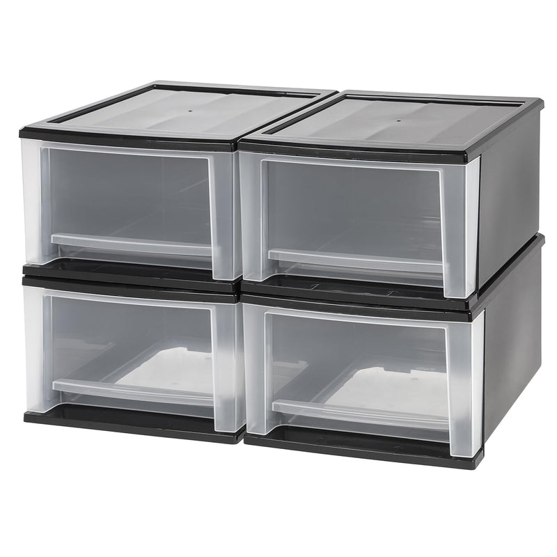 Iris 4-Piece 7-Quart Stacking Drawer (Black, Medium)