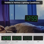 Battery Operated Digital Clock, Alarm Clock for Bedrooms - Cordless Large Big Numbers 4 Dimmers for Seniors, Adjustable Volume Loud Alarm Clock for Heavy Sleepers Adults (Green Digits)