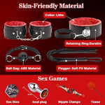 BDSM Kit Sex Bondage Restraints - 12PCS Bondage Sets Anal Plug Adult Games Sex Toys for Men Women Couples Red