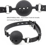 Silicone Breathable Ball Gag for Adult Bondage Restraints Sex Play (Black, 1.5in Ball)