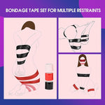 BDSM Bondage Restraints Tape Set – 3 Rolls Electrostatic Tape with Blindfold for BDSM Games Adult Sex Toys Bondage Tape Reusable Binding PVC Sex Things for Couples Kinky